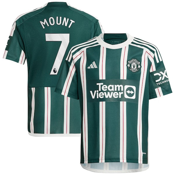 Mason Mount Manchester United adidas Youth 2023/24 Away Replica Player Jersey - Green/White - Image 2