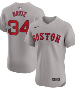 Alternative view of David Ortiz Boston Red Sox Nike Road Elite Player Jersey - Gray