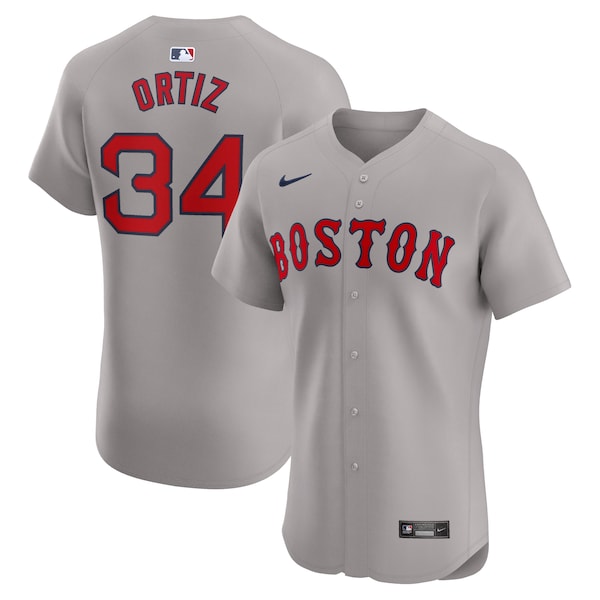 David Ortiz Boston Red Sox Nike Road Elite Player Jersey - Gray - Image 2