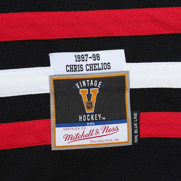 Chris Chelios Chicago Blackhawks 1997/98 Captain Patch Blue Line Player Jersey - Black - Image 4