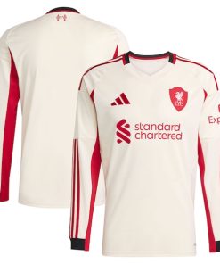 Liverpool adidas 2025/26 Away Replica Long Sleeve Jersey - White/Red/Green