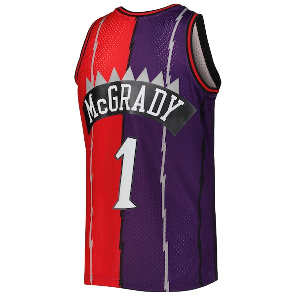 Tracy McGrady Toronto Raptors Hardwood Classics 1998/99 Split Swingman Jersey - Purple/Red - Image 3