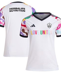 LA Galaxy adidas Women's 2024 Pride Pre-Match Top - White