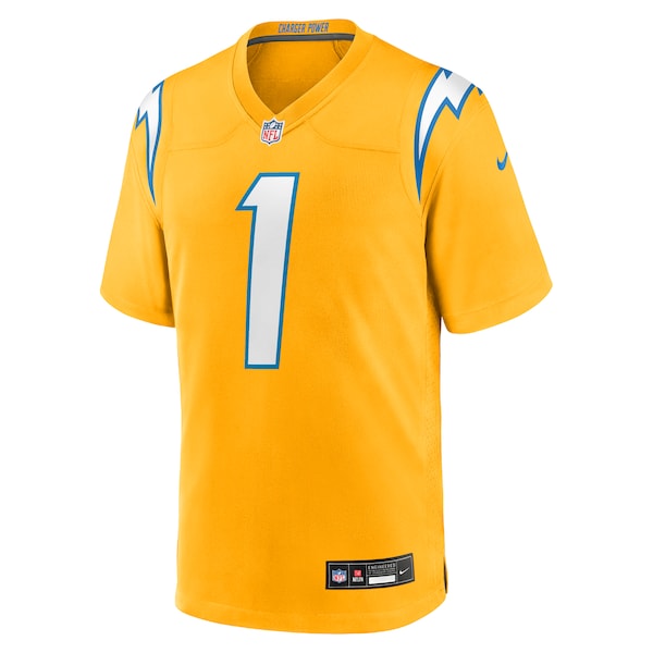 Quentin Johnston Los Angeles Chargers Nike Alternate Charger Power Game Player Jersey - Gold/Powder Blue/Navy - Image 3
