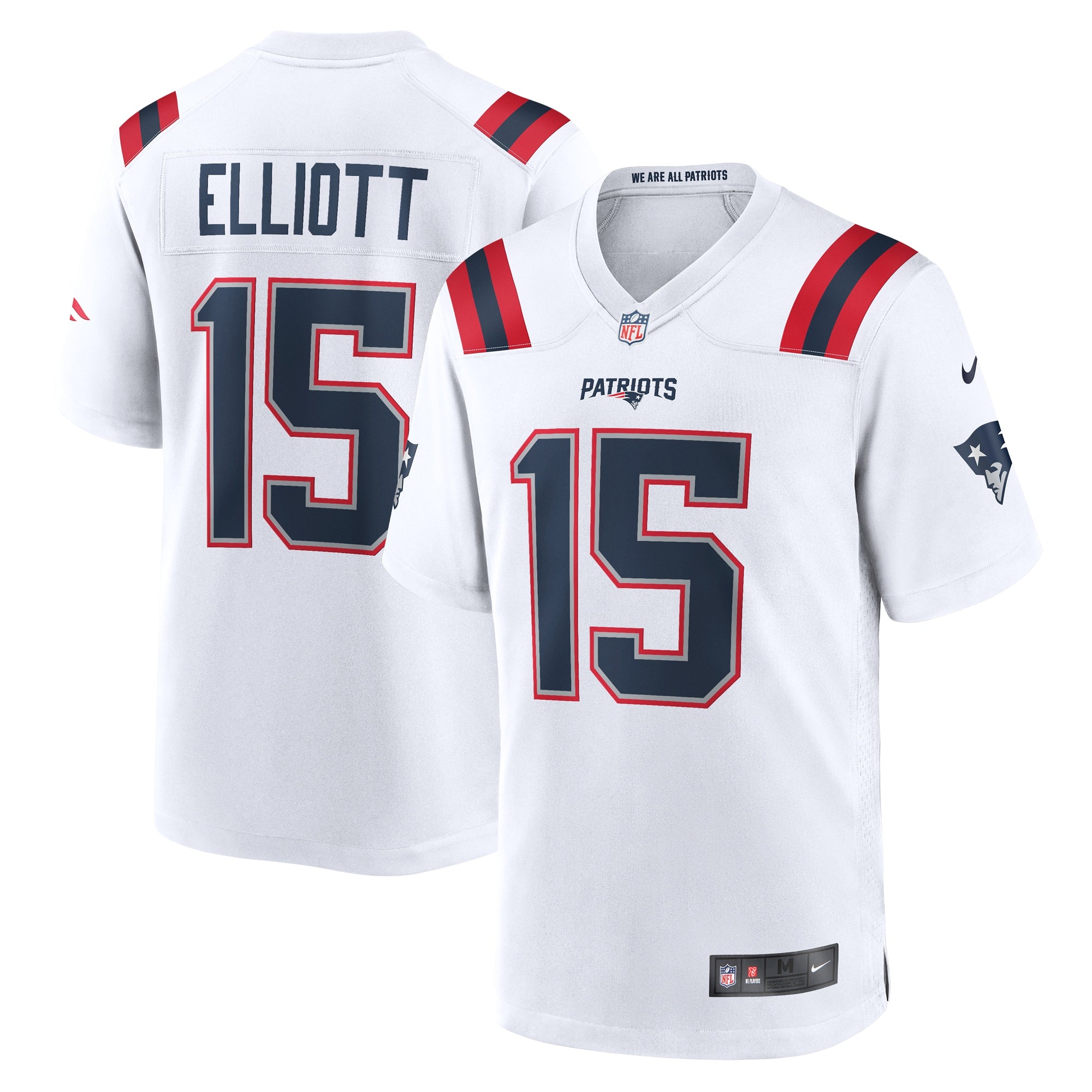 Ezekiel Elliott New England Patriots Nike Male Adult Alternate Game Player Jersey - Red/Navy/White - Image 6