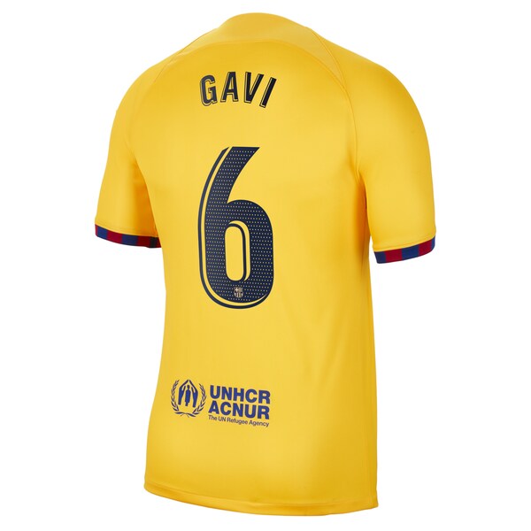 Gavi Barcelona Nike Youth 2022/23 Fourth Breathe Stadium Replica Player Jersey - Yellow - Image 3