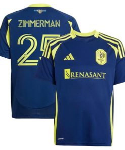 Alternative view of Walker Zimmerman Nashville SC adidas Youth 2025 The Heart of Nashville Kit Replica Player Jersey - Navy