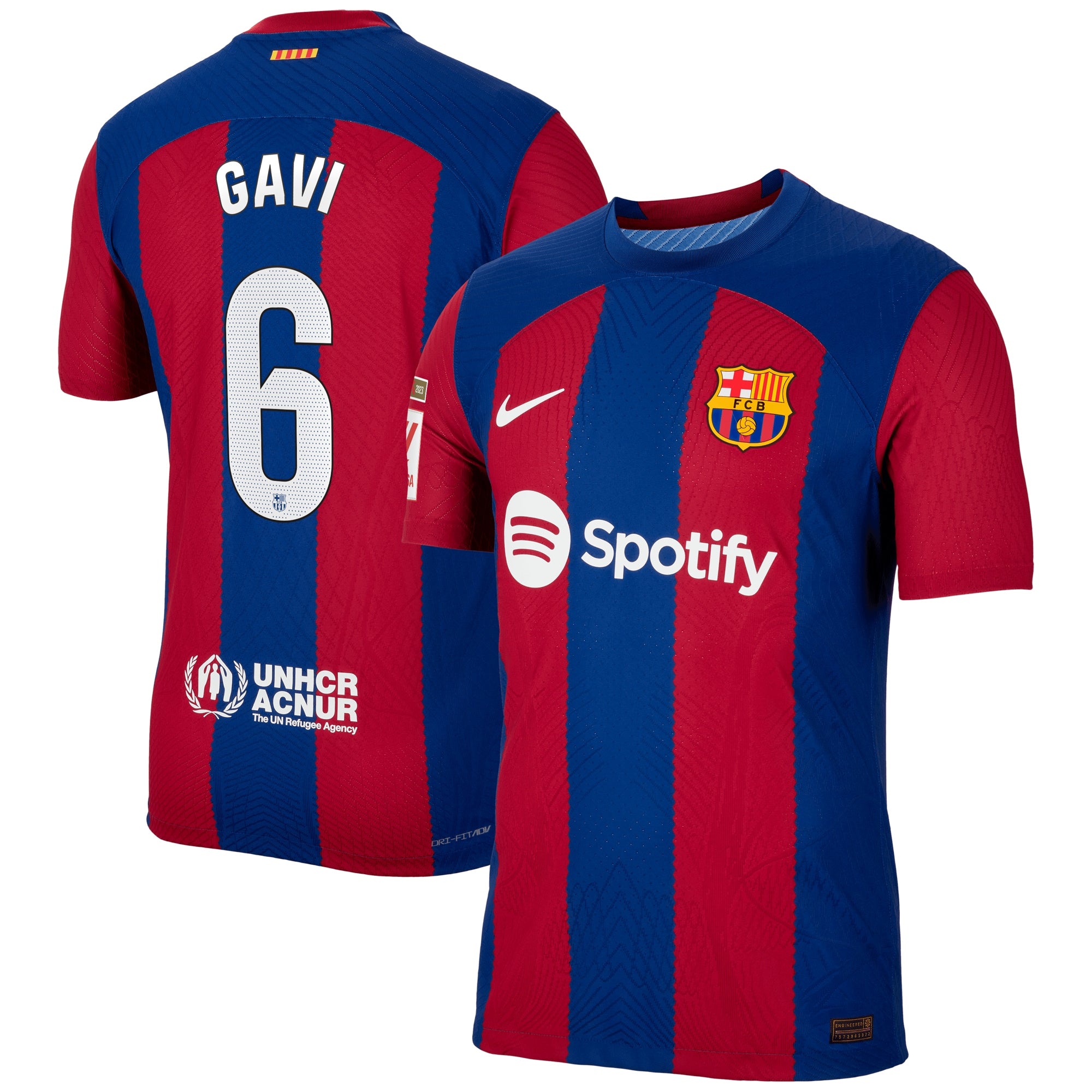 Gavi Barcelona Nike 2023/24 Away Match Authentic Player Jersey - White/Aqua/Royal - Image 8