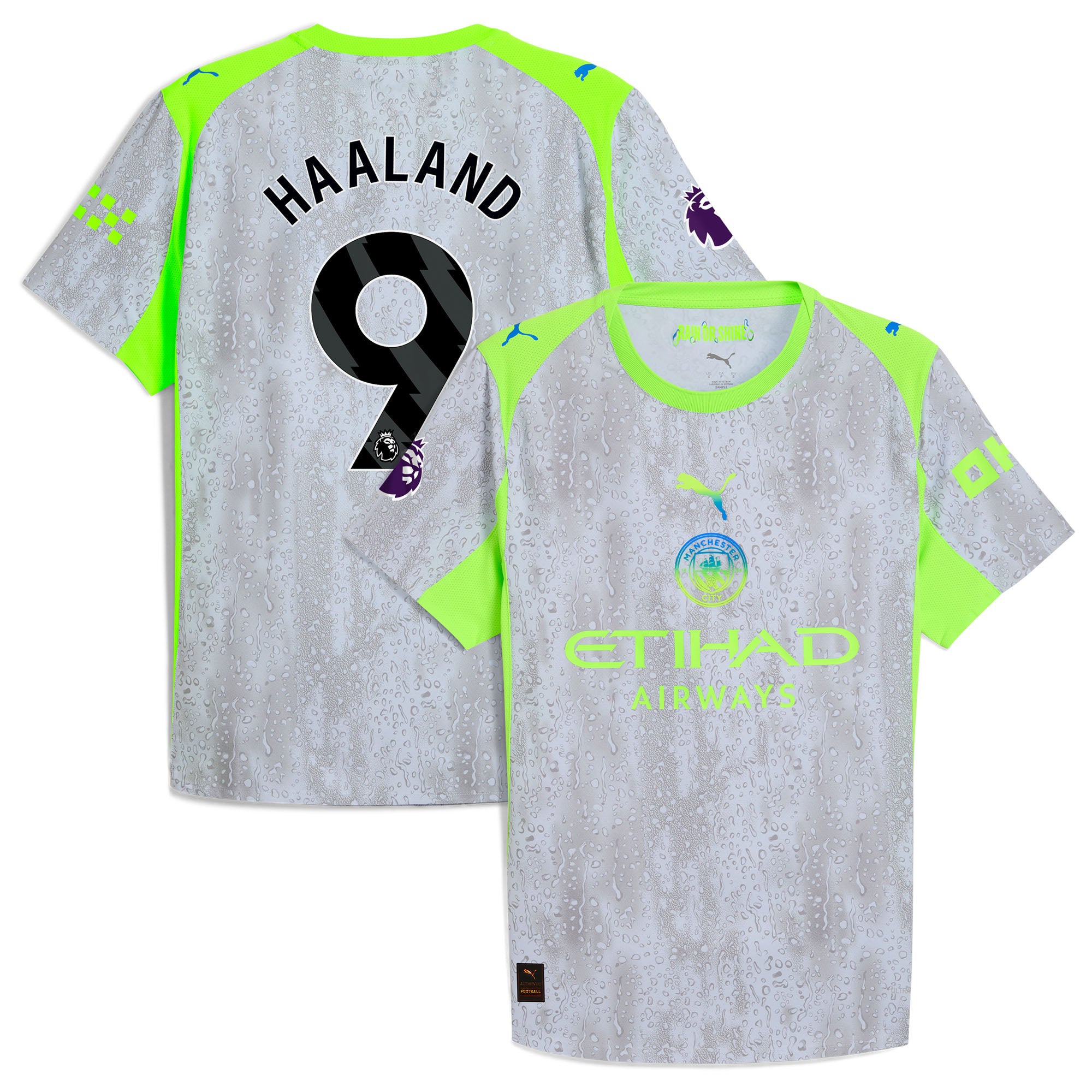 Erling Haaland Manchester City Puma 2025/26 Home Authentic Player Jersey - Sky Blue/Green - Image 5