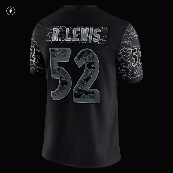 Men's Nike Ray Lewis Black Baltimore Ravens Retired Player RFLCTV Limited Jersey - Image 6