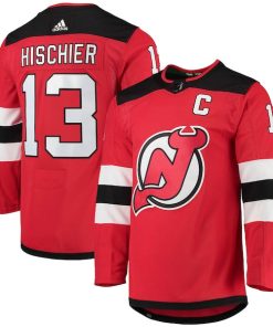 Nico Hischier New Jersey Devils adidas Home Primegreen Authentic Player Jersey - Red/Black