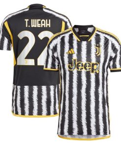Alternative view of Timothy Weah Juventus adidas 2023/24 Home Replica Player Jersey - Black/Gray/White