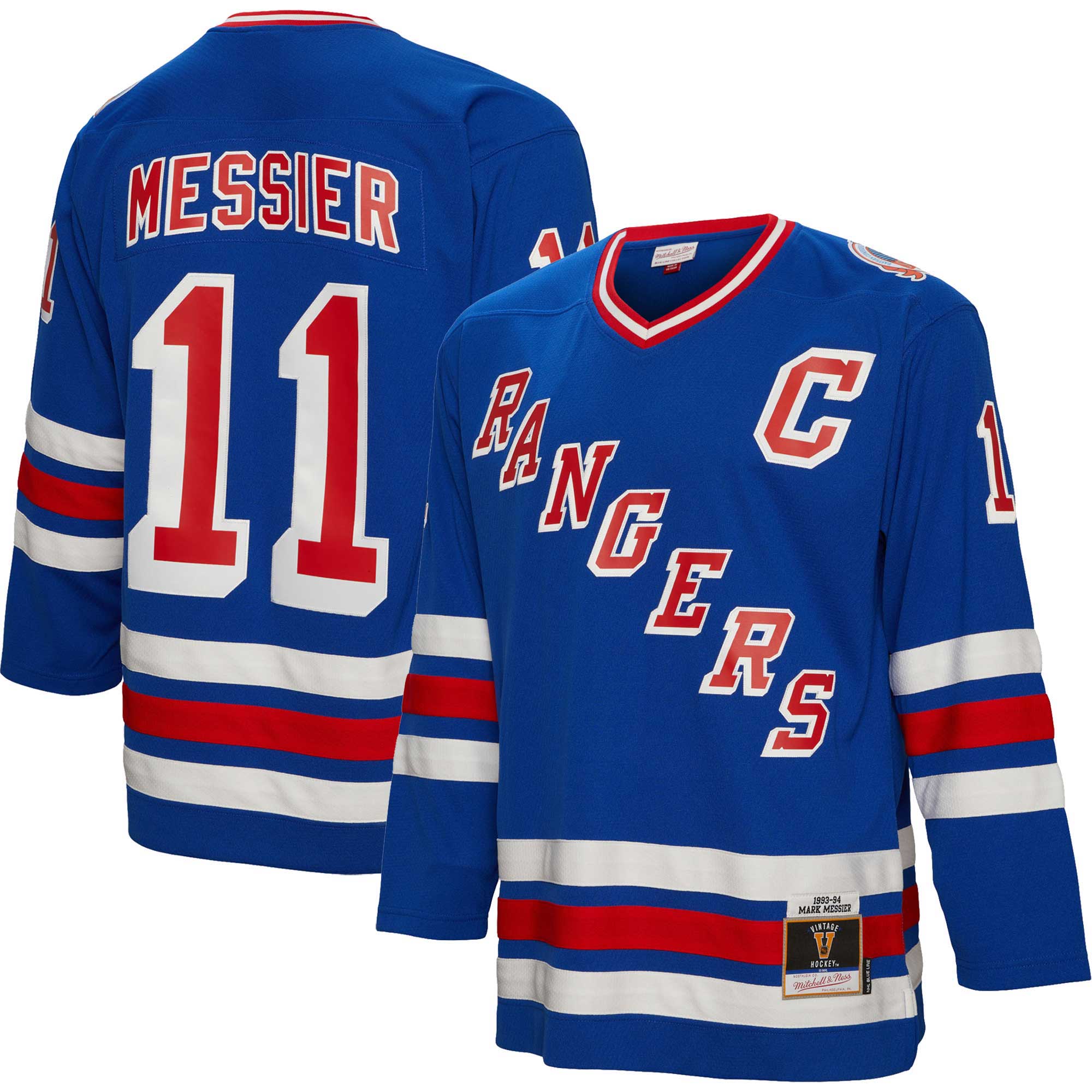 Mark Messier New York Rangers Captain Patch 1993/94 Blue Line Player Jersey - White/Blue - Image 4
