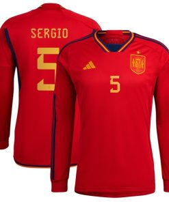 Sergio Busquets Spain National Team adidas 2022/23 Home Replica Long Sleeve Player Jersey - Red