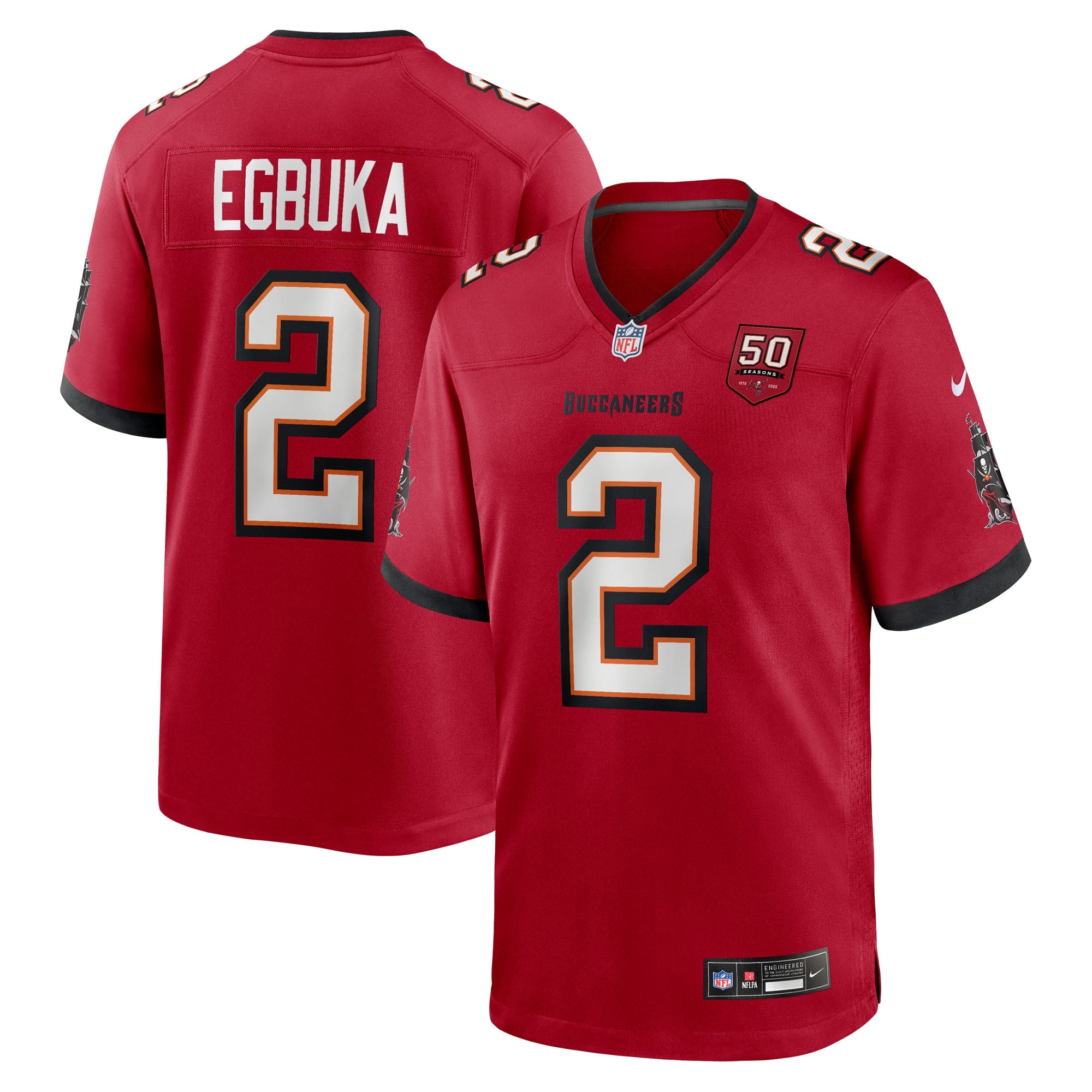 Emeka Egbuka Tampa Bay Buccaneers Nike Alternate 2 50th Season Game Jersey - Creamsicle/Red - Image 5