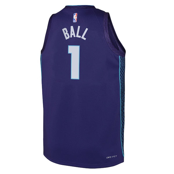 LaMelo Ball Charlotte Hornets Jordan Brand Youth Swingman Jersey - Statement Edition - Purple - Image 3