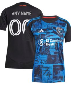 San Jose Earthquakes adidas Women's 2025 Headliner Replica Custom Jersey - Black