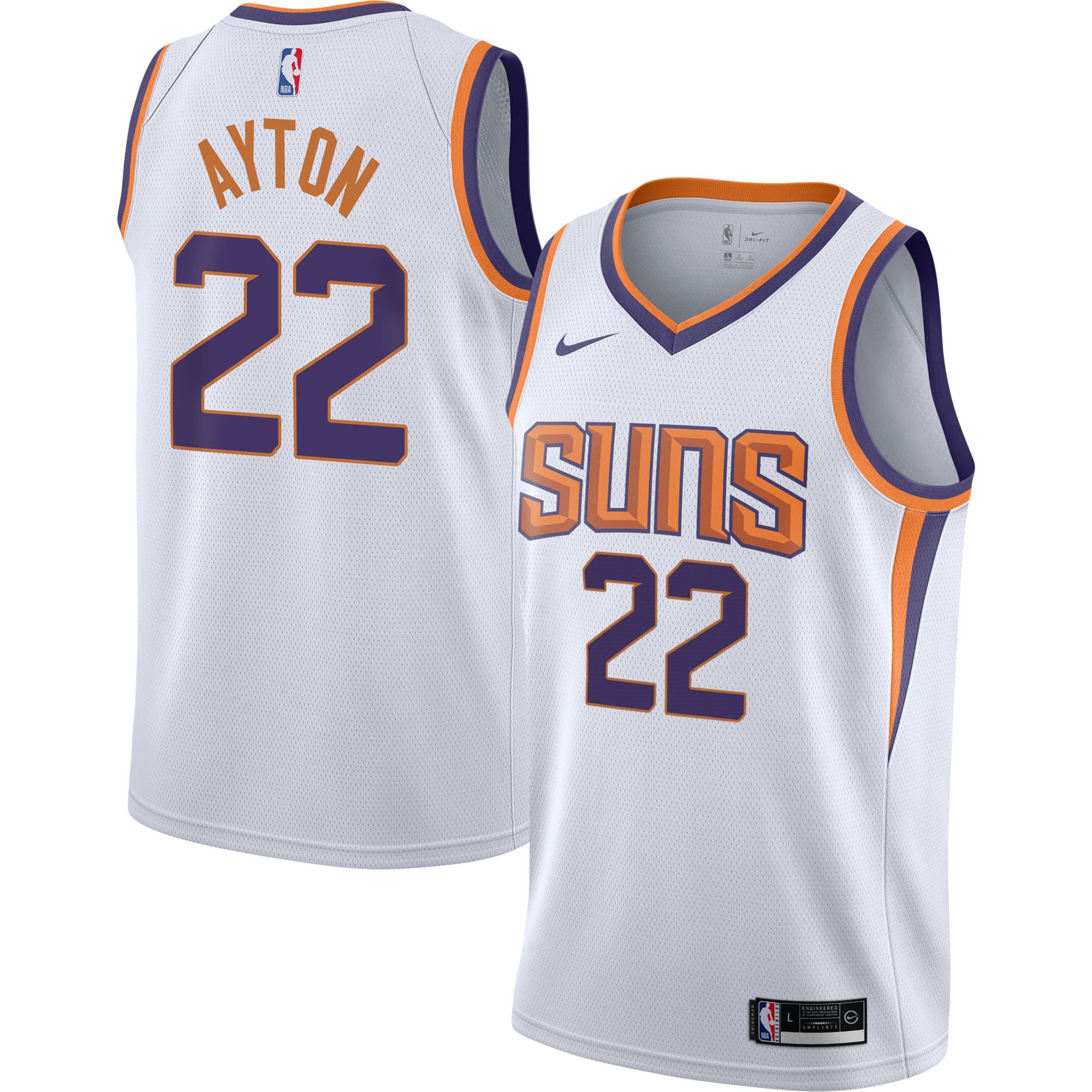 Deandre Ayton Phoenix Suns Nike Youth Swingman Jersey - Icon Edition - Purple/White - Image 6