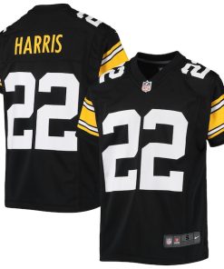 Alternative view of Najee Harris Pittsburgh Steelers Nike Youth Game Jersey - Black/White