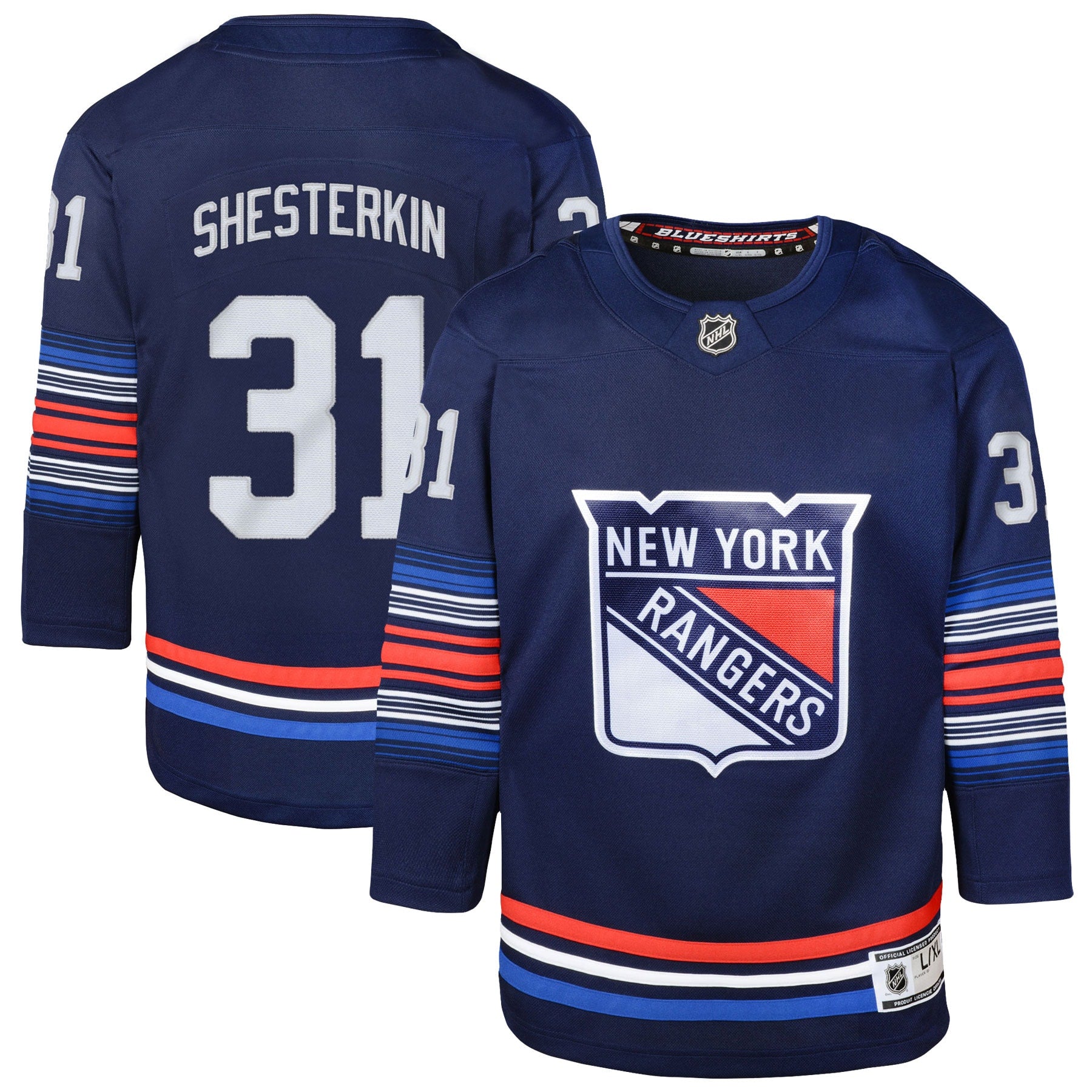 Igor Shesterkin New York Rangers Youth Home Premier Player Jersey - Blue/Navy - Image 4