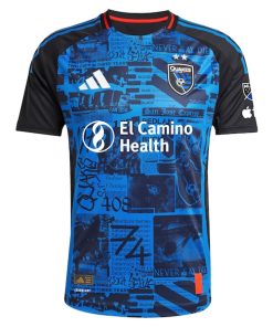 Alternative view of San Jose Earthquakes adidas 2025 Headliner Authentic Custom Jersey - Black