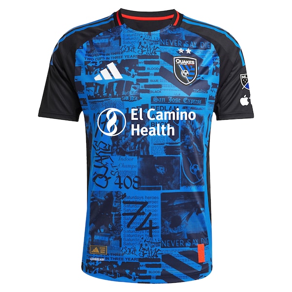 San Jose Earthquakes adidas 2025 Headliner Authentic Custom Jersey - Black - Image 2