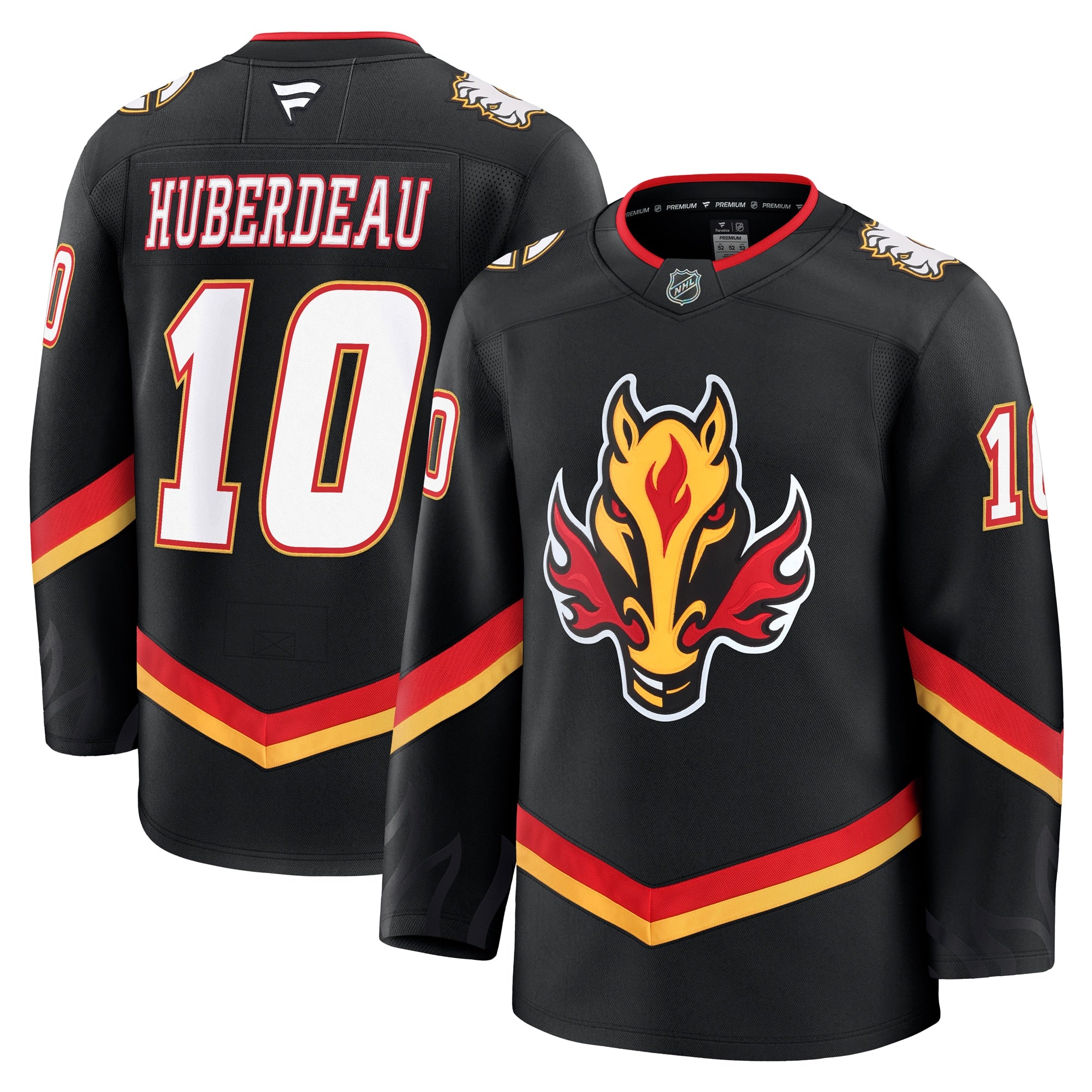 Jonathan Huberdeau Calgary Flames Home Premium Jersey - Red/Black - Image 5