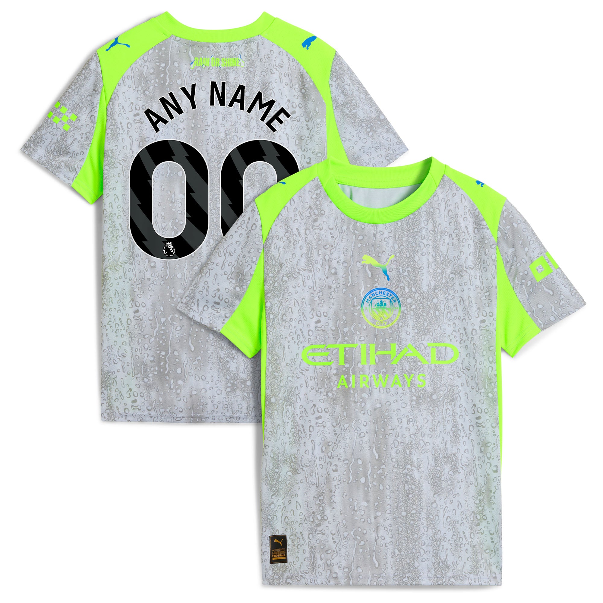 Manchester City Puma Youth 2025/26 Away Replica Custom Jersey - Black/Green/Light Blue - Image 7