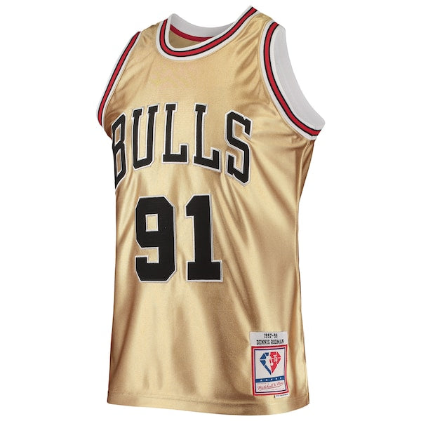 Dennis Rodman Chicago Bulls 75th Anniversary 1997/98 Hardwood Classics Swingman Jersey - Gold - Image 2
