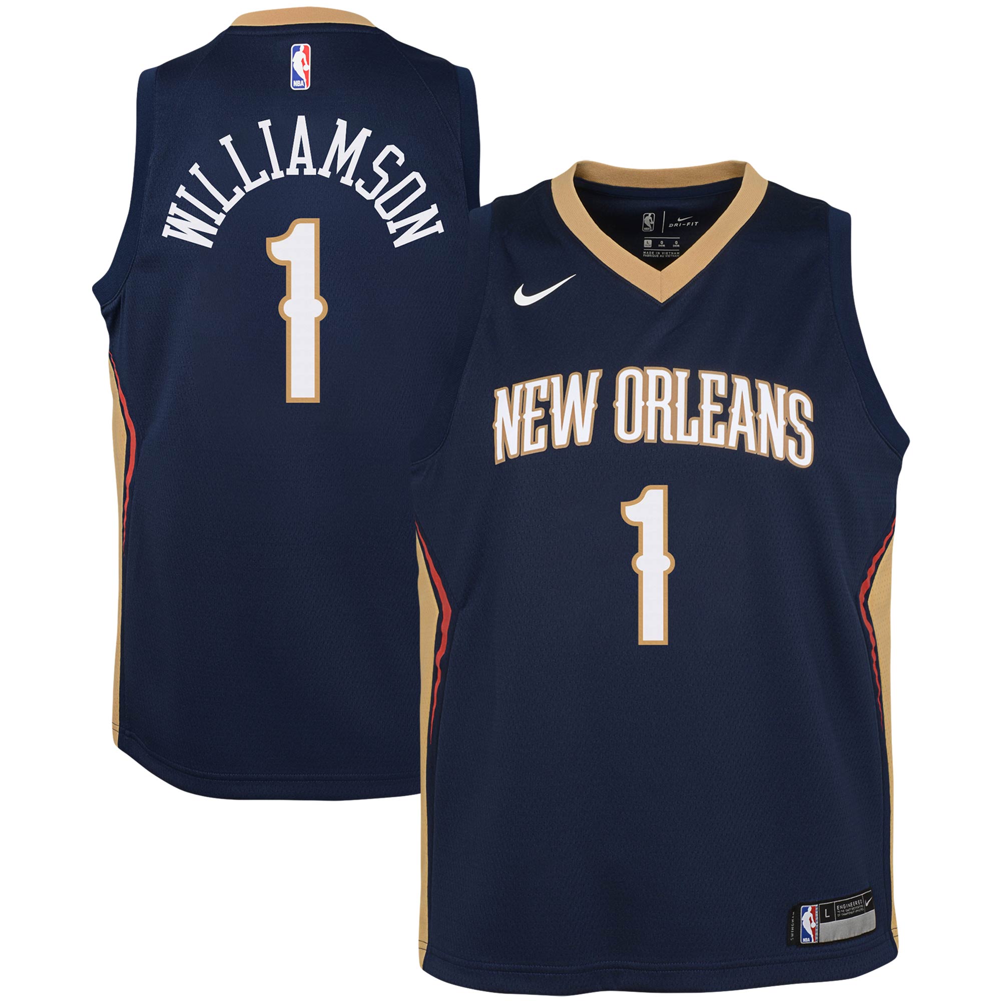 Zion Williamson New Orleans Pelicans Nike Youth Swingman Player Jersey - Association Edition - White/Navy - Image 5