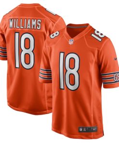 Alternative view of Caleb Williams Chicago Bears Nike Alternate 2024 NFL Draft First Round Pick Player Game Jersey - Orange/White