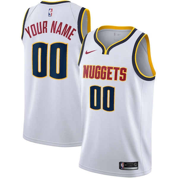Denver Nuggets Nike Swingman Custom Jersey - Association Edition - White/Navy - Image 2