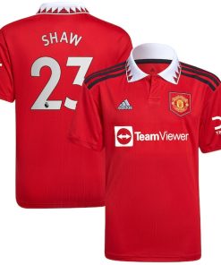Luke Shaw Manchester United adidas Youth 2022/23 Home Replica Player Jersey - Red