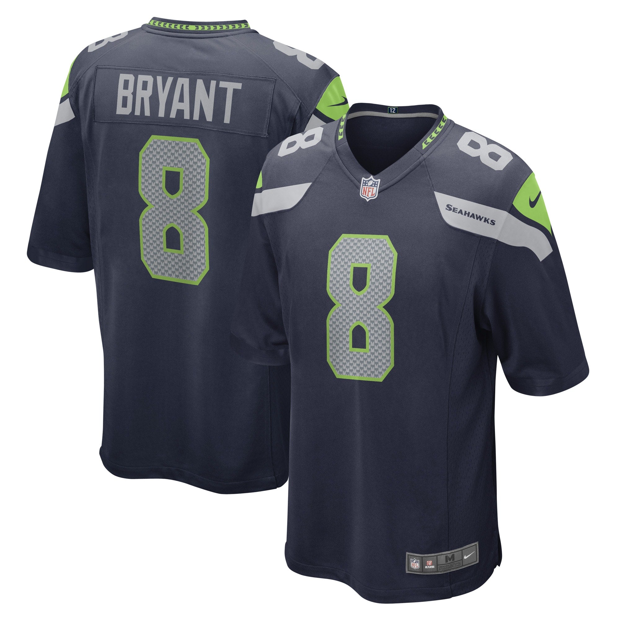 Coby Bryant Seattle Seahawks Nike Game Jersey - Neon Green/Navy - Image 5