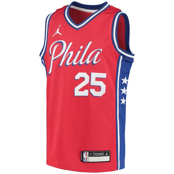 Ben Simmons Philadelphia 76ers Jordan Brand Youth 2020/21 Swingman Player Jersey - Statement Edition - Red - Image 2