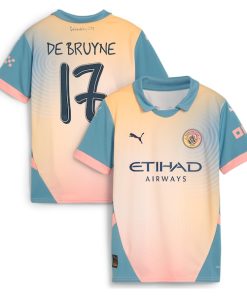 Kevin De Bruyne Manchester City Puma Youth 2024/25 Fourth Replica Player Jersey - Blue/Light Blue