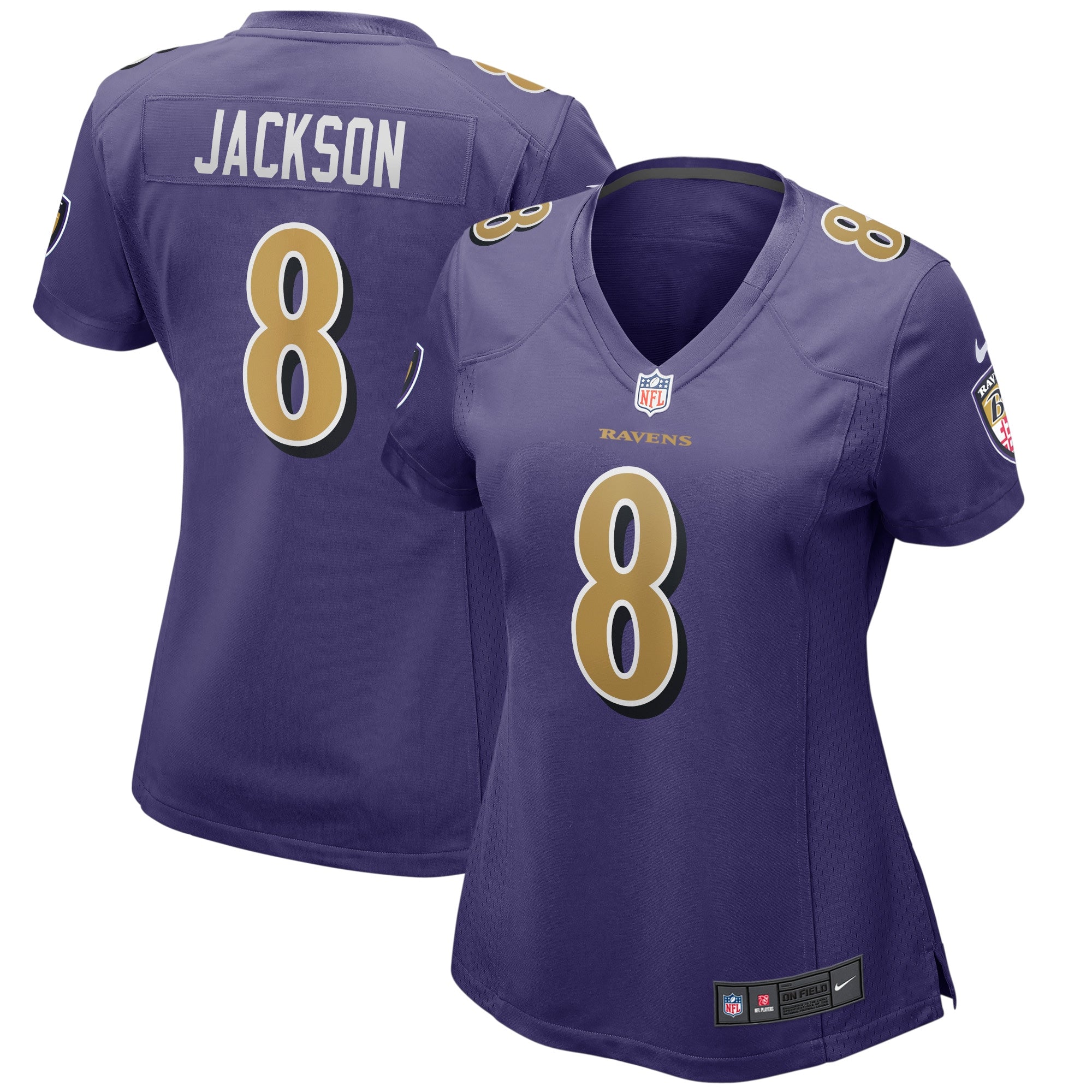 Lamar Jackson Baltimore Ravens Nike Women's Game Jersey - White/Black/Purple - Image 8