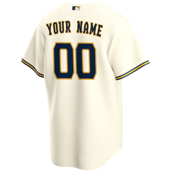 Milwaukee Brewers Nike Home Replica Custom Jersey - Cream - Image 3