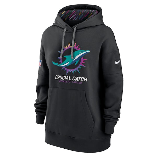 Miami Dolphins Nike Women's 2024 NFL Crucial Catch Club Pullover Hoodie - Black - Image 2