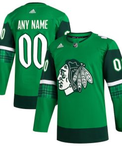 Chicago Blackhawks adidas St. Patrick's Day Authentic Custom Jersey - Kelly Green