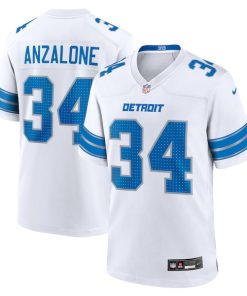 Alternative view of Alex Anzalone Detroit Lions Nike White Game Jersey -  White/Blue