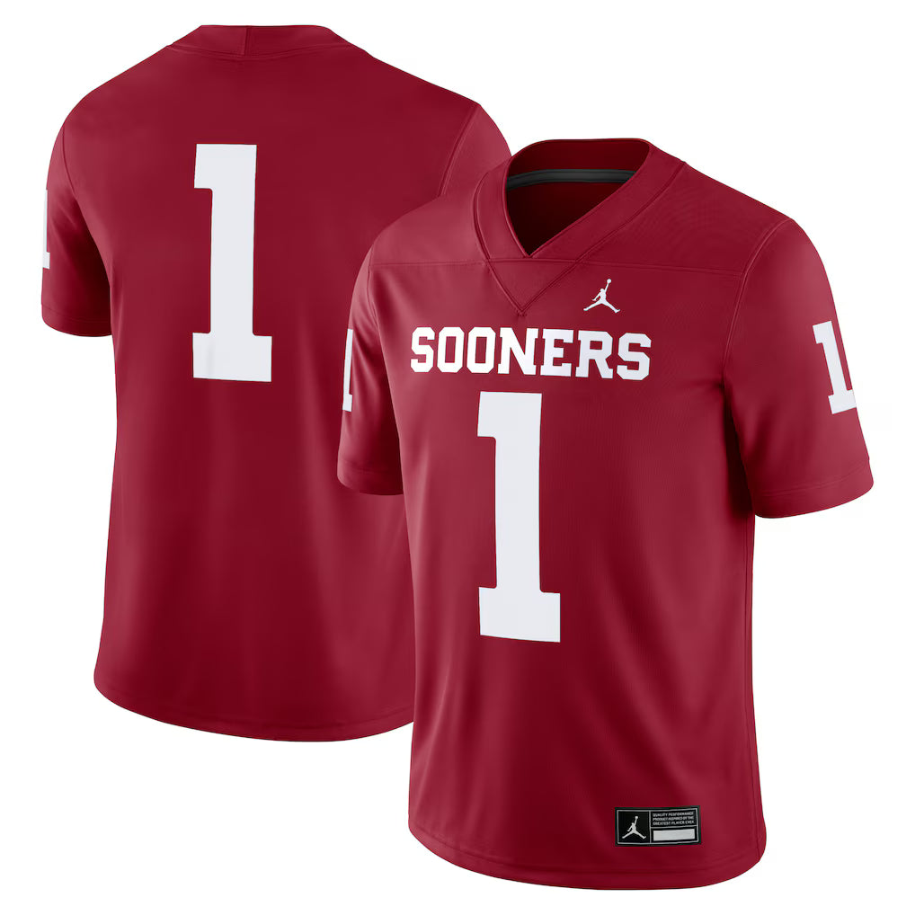 #1 Oklahoma Sooners Jordan Brand Game Jersey - Crimson/White - Image 3
