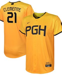 Roberto Clemente Pittsburgh Pirates Nike Youth 2023 City Connect Replica Player Jersey - Gold
