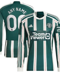 Manchester United adidas 2023/24 Away Long Sleeve Replica Custom Jersey - Green