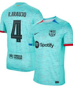 Alternative view of Ronald Araujo Barcelona Nike 2023/24 Third Replica Jersey - Aqua/Royal/White