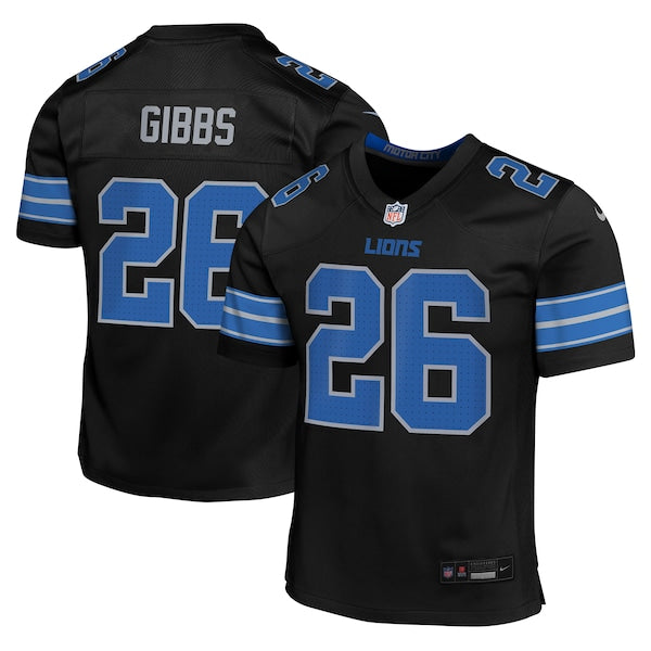 Jahmyr Gibbs Detroit Lions Nike Youth Alternate Player Game Jersey - Black - Image 2