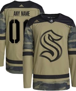 Seattle Kraken adidas Military Appreciation Team Authentic Custom Practice Jersey - Camo