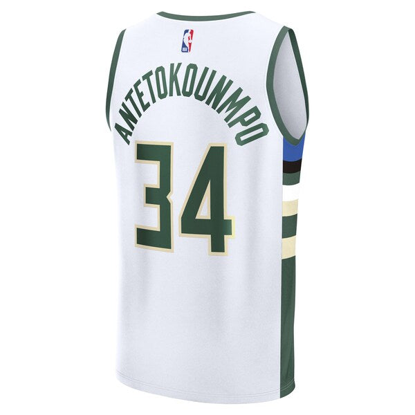 Giannis Antetokounmpo Milwaukee Bucks Youth Fast Break Replica Player Jersey - Association Edition - White - Image 3