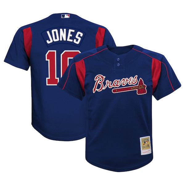 Chipper Jones Atlanta Braves Youth Cooperstown Collection?Mesh Batting Practice Jersey - Navy