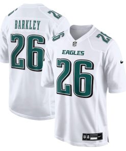 Alternative view of Saquon Barkley Philadelphia Eagles Nike Fashion Game Jersey - Tundra White/Black